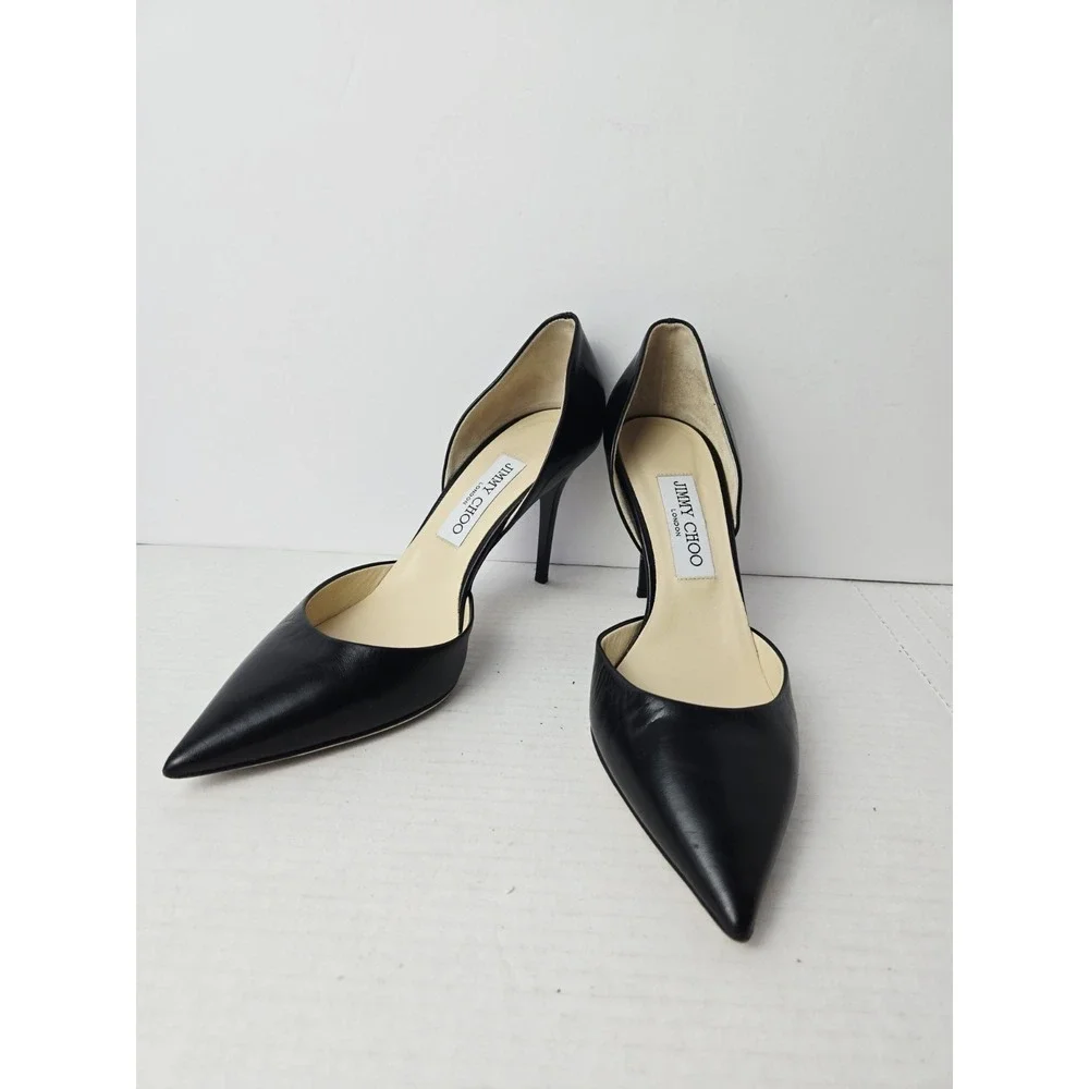 Jimmy Choo Liz d'Orsay black heel sz 39 pointed toe